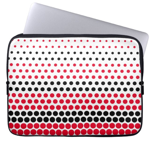Cadmium Red and Black Polka Dot Laptop Sleeve (Framsidan)