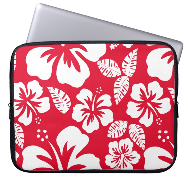 Cadmium Red Tropical Hibiscus Flowers Laptop Sleeve (Framsidan)