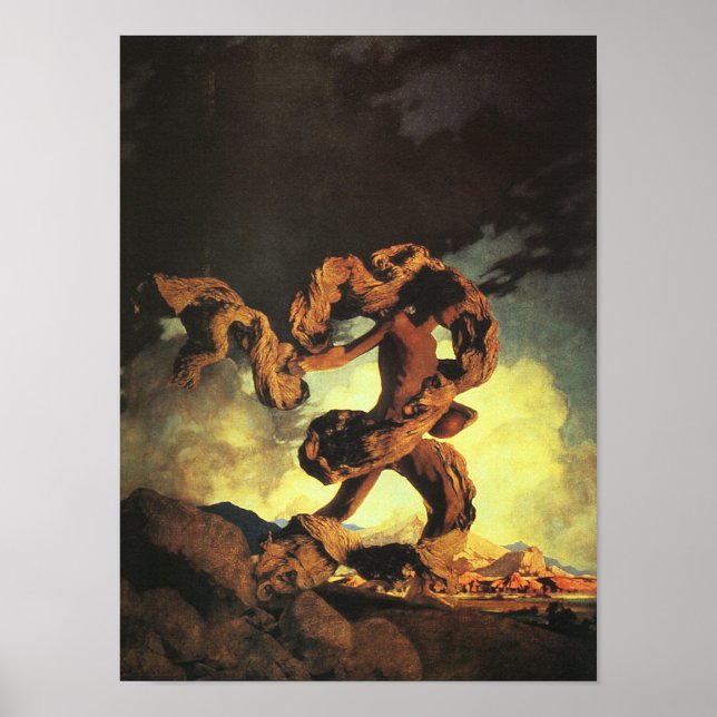 Cadmus Swing the Dragon's Teeth, Maxfield Parrish Poster (Framsidan)