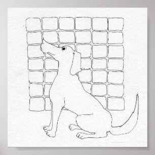 Cador-Hund med fyrkanter Original Teckning Poster