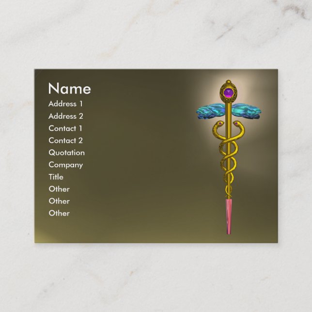 CADUCEUS AGATE, pulserande guld rosa lila grått Visitkort (Framsida)