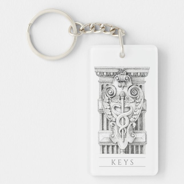 CADUCEUS Akryl rektangelnyckelring (Framsidan)