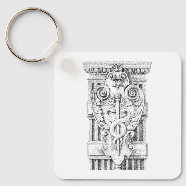 CADUCEUS Aluminium Square Keychain Nyckelring (Framsida)