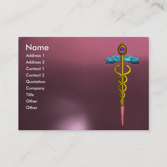 CADUCEUS AMETHYST-pulserande grått för rosa av gul Visitkort (Framsida)