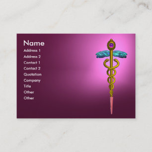 CADUCEUS AMETHYST-vibrant lila vid rosa i guld vio Visitkort