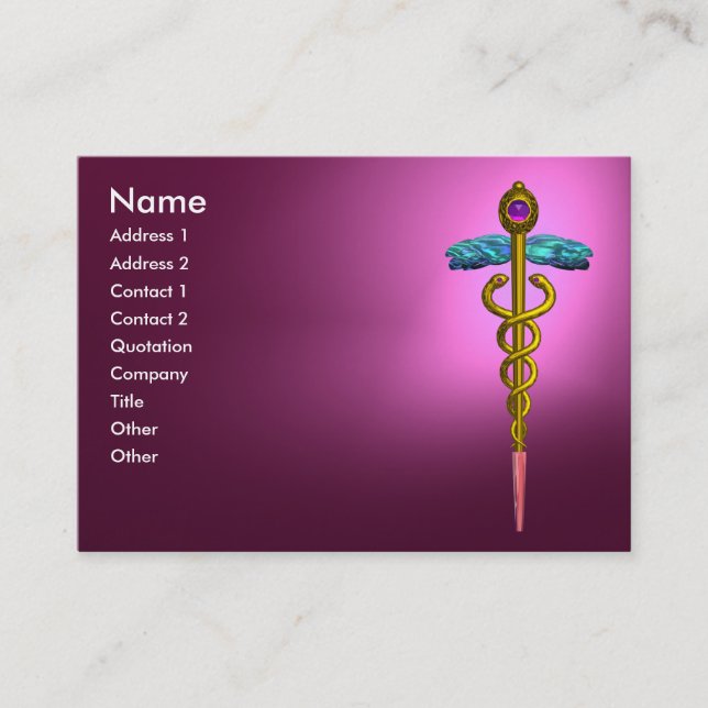 CADUCEUS AMETHYST-vibrant lila vid rosa i guld vio Visitkort (Framsida)