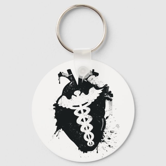 caduceus anatomiskt hjärta nyckelring (Framsida)
