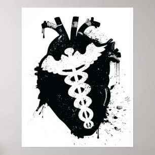 caduceus anatomiskt hjärta poster