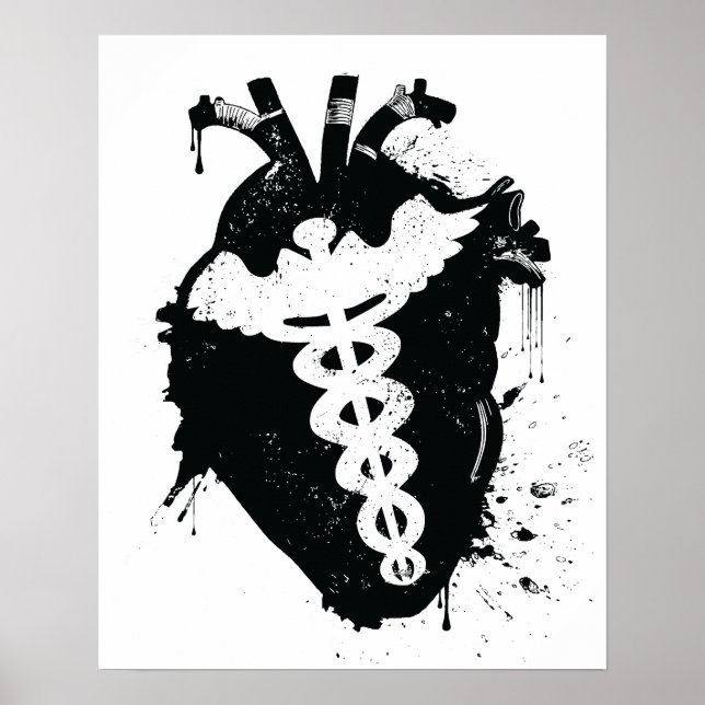caduceus anatomiskt hjärta poster (Framsidan)
