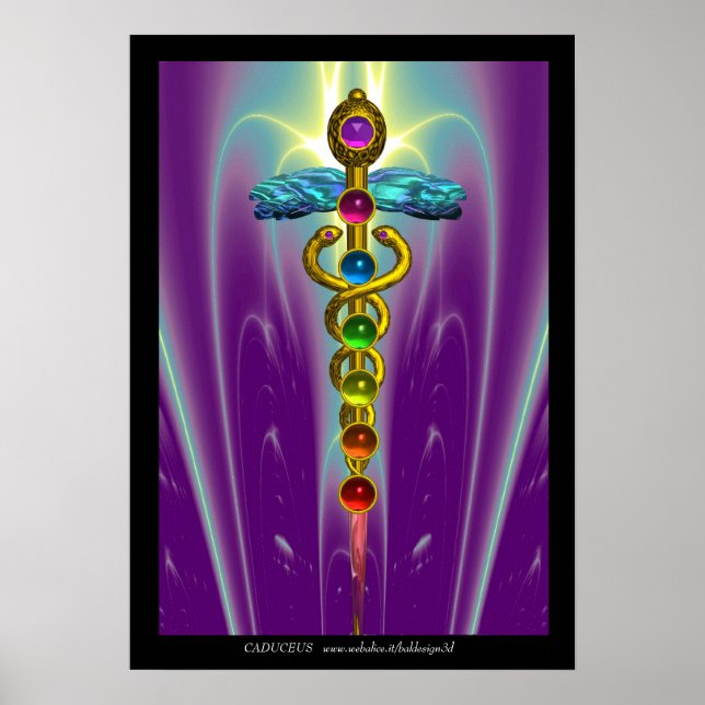 CADUCEUS AND 7 CHAKRAS ,Yoga Alternative Medicine Poster (Framsidan)