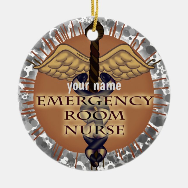 Caduceus anpassningsbar ER Nurse ornament (Framsidan)
