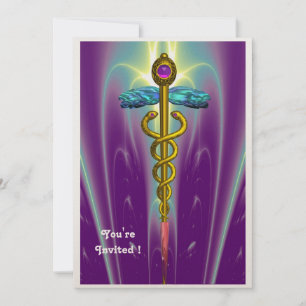 CADUCEUS, blue, rosa violet lila ametyst guld Inbjudningar