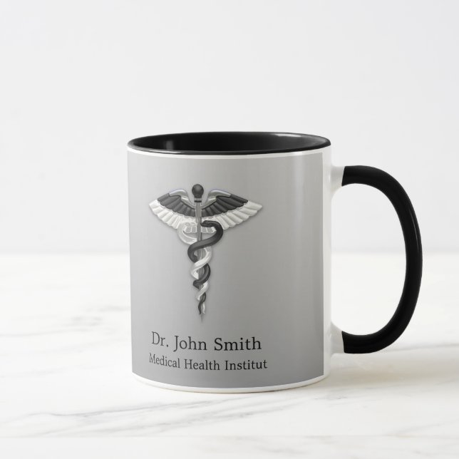 Caduceus Classy Noble Medical Elegant Black White Mugg (Höger)