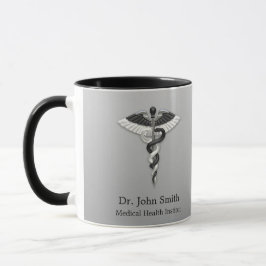 Caduceus Classy Noble Medical Elegant Black White Mugg