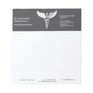 Caduceus Clean Vit Anthracite Medicinsk Anteckningsblock