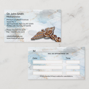 Caduceus Copper Ro Guld Medical Luxury Marble Tidsbeställning Kort