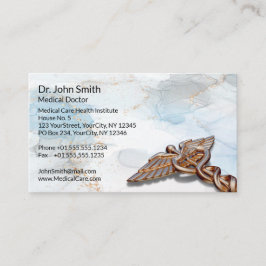 Caduceus Copper Ro Guld Medical Luxury Marble Tidsbeställning Kort