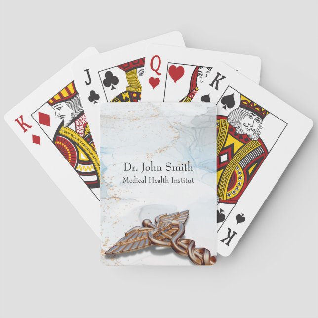 Caduceus Copper Ro Medical Guld Luxury Marble Casinokort (Baksidan)