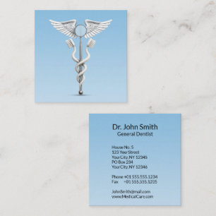 Caduceus Dental Spegel White Toothbrush Medical Fyrkantigt Visitkort