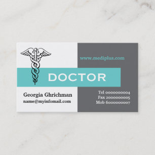 Caduceus doktor minimalialist grått, vit, akvarium visitkort