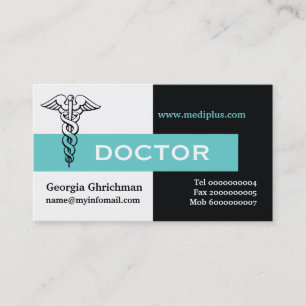 Caduceus doktor minimalistisk svart, vit, akvarium visitkort