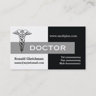 Caduceus doktor minimalistsvart, vit, grått visitkort