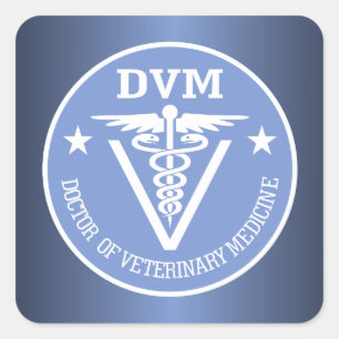 Caduceus DVM 2 Fyrkantigt Klistermärke