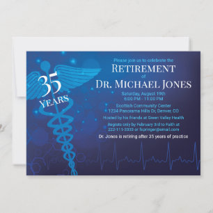 Caduceus, ECG Modern Doktor Pension Party Inbjudningar