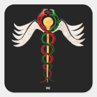 Caduceus Fyrkantigt Klistermärke