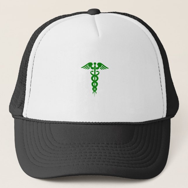 Caduceus Grönt av medicinsk symbol Keps (Framsida)