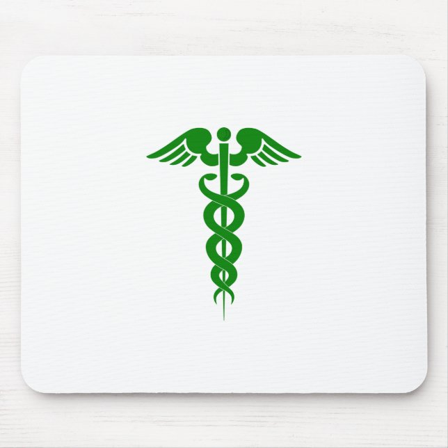 Caduceus Grönt av medicinsk symbol Musmatta (Framsidan)