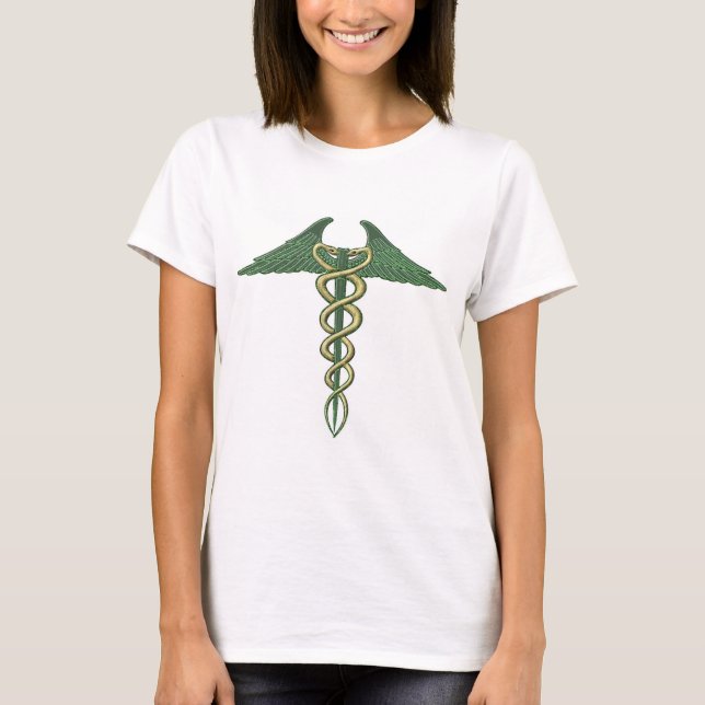 Caduceus Grönt/Guld T-shirt (Framsida)