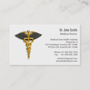 Caduceus Guld Black Vingar Classy Medical Elegant Visitkort
