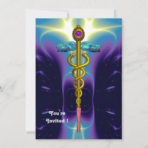 CADUCEUS,guld bright blue , lila ametyst Inbjudningar