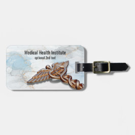 Caduceus Koppar Rosa Guld Lyx Marmor Medicinsk Bagagebricka