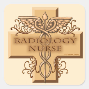 Caduceus kor Radiology Nurse Fyrkantigt Klistermärke