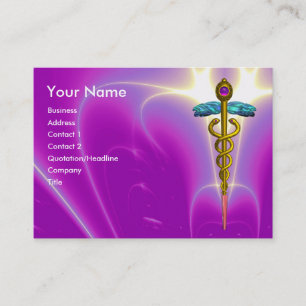 CADUCEUS, livfull blå turkos guld ametist Visitkort