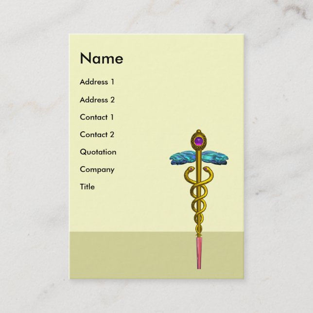 CADUCEUS,  livlig gul amethyst Visitkort (Framsida)