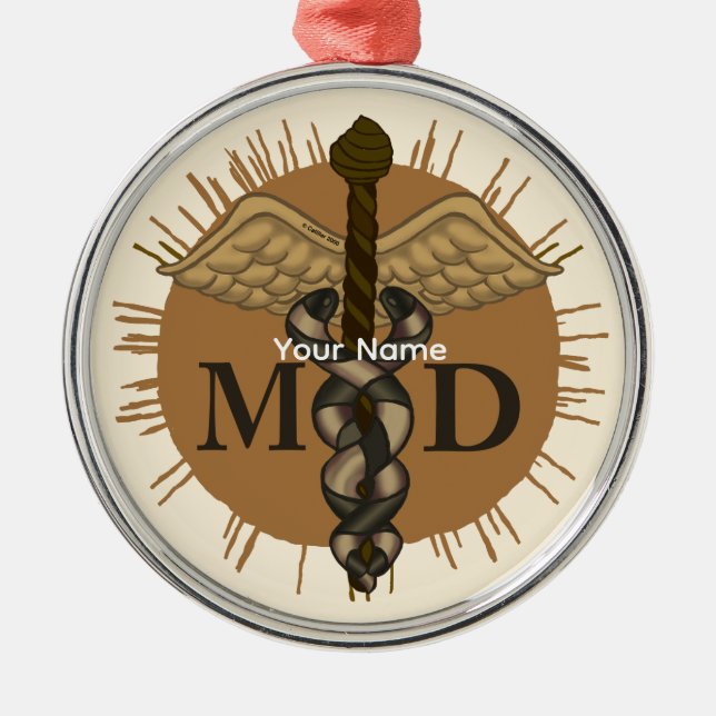 Caduceus M.D. Doktor Julgransprydnad Metall (Framsidan)