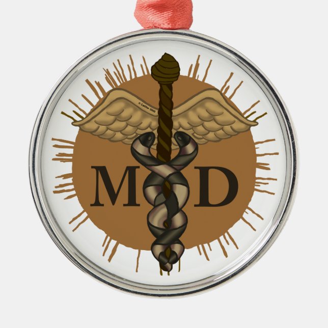 Caduceus M.D. Doktor Julgransprydnad Metall (Framsidan)