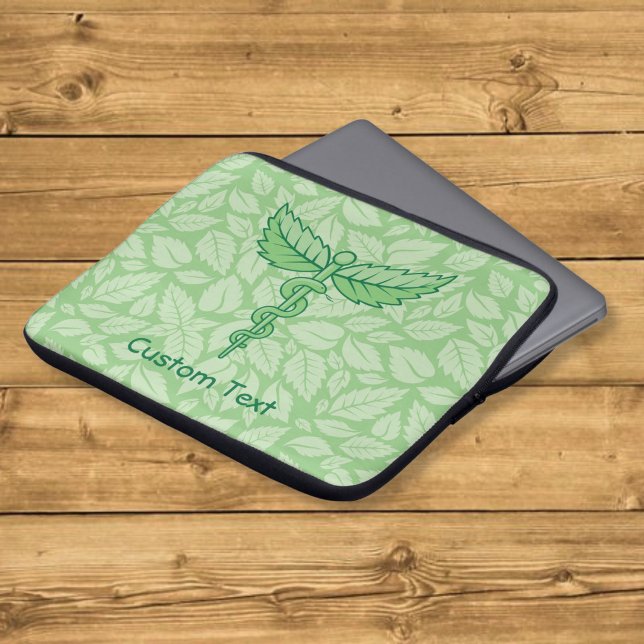 Caduceus med blad Bakgrund Laptopfodral Laptop Fodral (Skapare uppladdad)