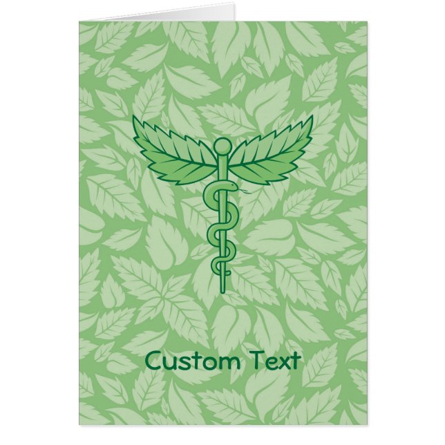 Caduceus med Löv Background Postcard Hälsningskort (Framsidan)