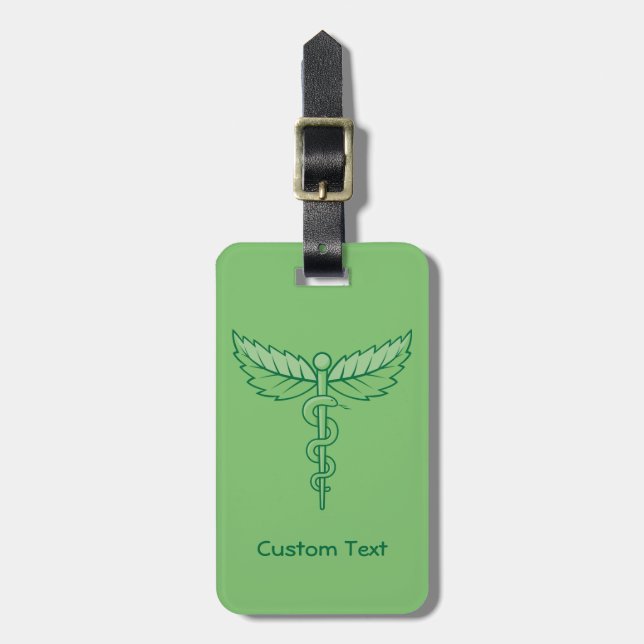 Caduceus med Löv Bagagebricka (Vertikal Framsida)