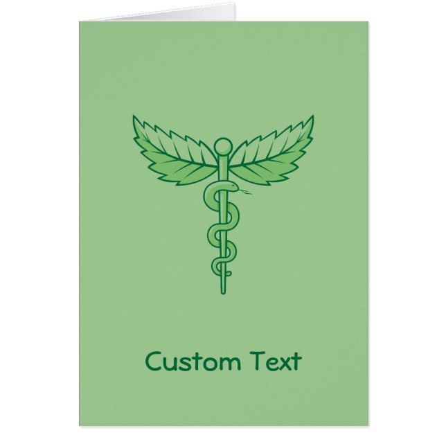 Caduceus med Löv Greeting Card Hälsningskort (Framsidan)