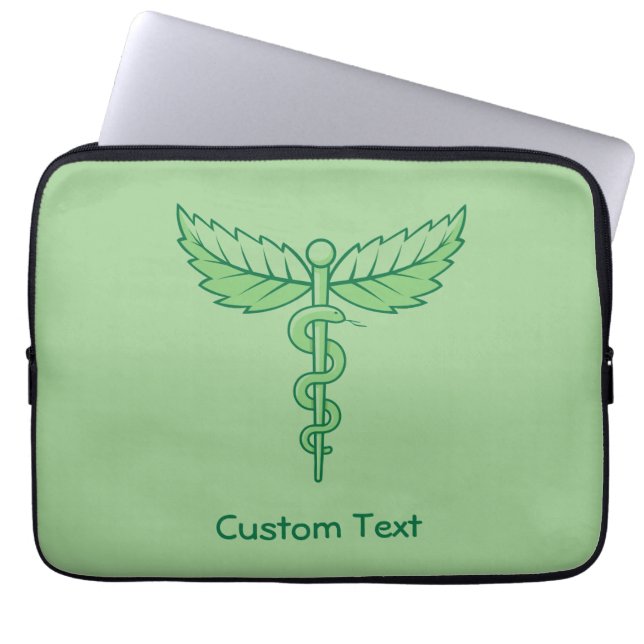 Caduceus med Löv Laptop sleeve (Framsidan)