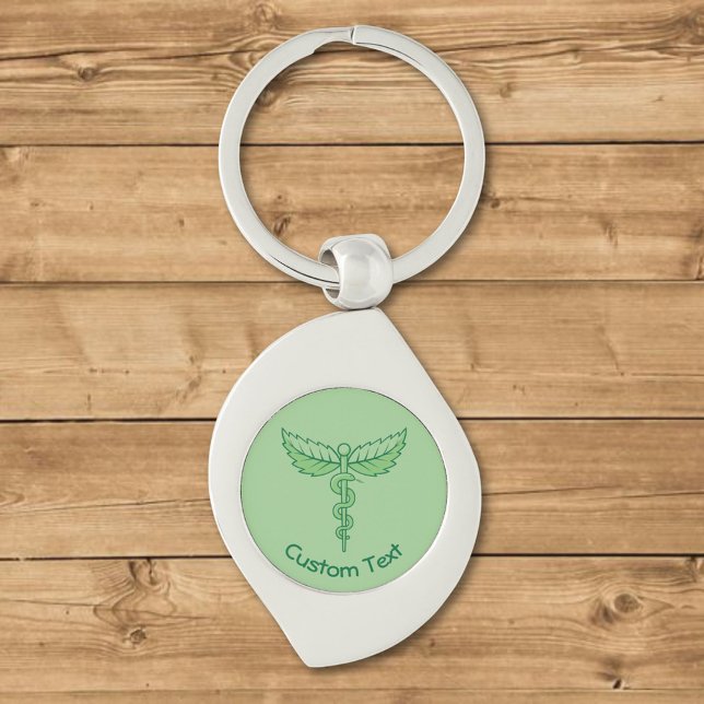 Caduceus med Löv-nyckelkedjan Swirl Silverfärgad Nyckelring (Skapare uppladdad)