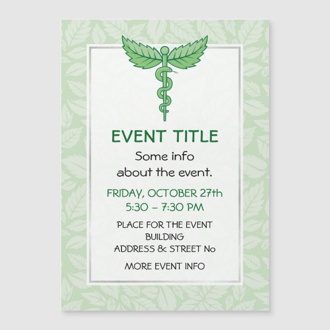 Caduceus med lövens bakgrund (Framsida)