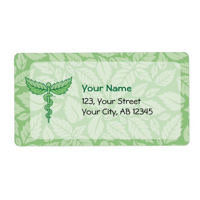 Caduceus med Lövs bakgrundsetikett Fraktsedel (Framsidan)