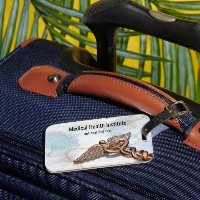 Caduceus Medical Copper Ro Guld Luxury Marble Bagagebricka (Framsida Insitu 3)