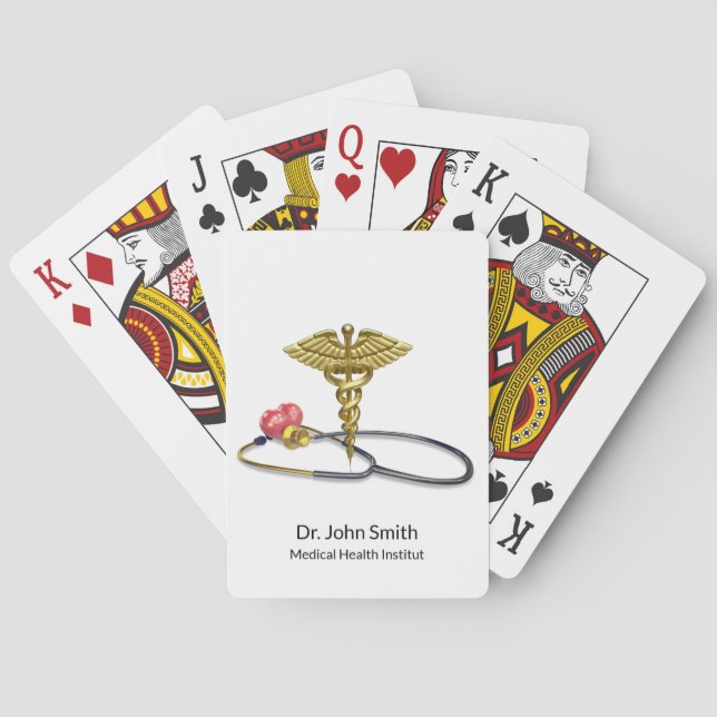 Caduceus Medical Gold & Stetoskop med hjärta Casinokort (Baksidan)